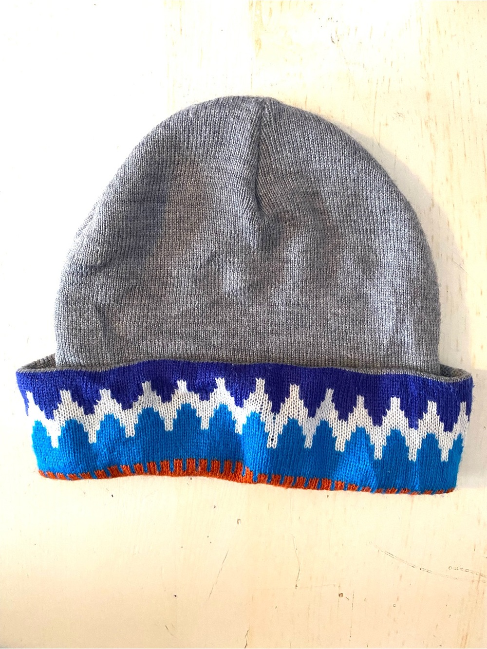 Rocawear Grey Blue Orange Geometric Logo Cuff Beanie Y2K Hip Hop